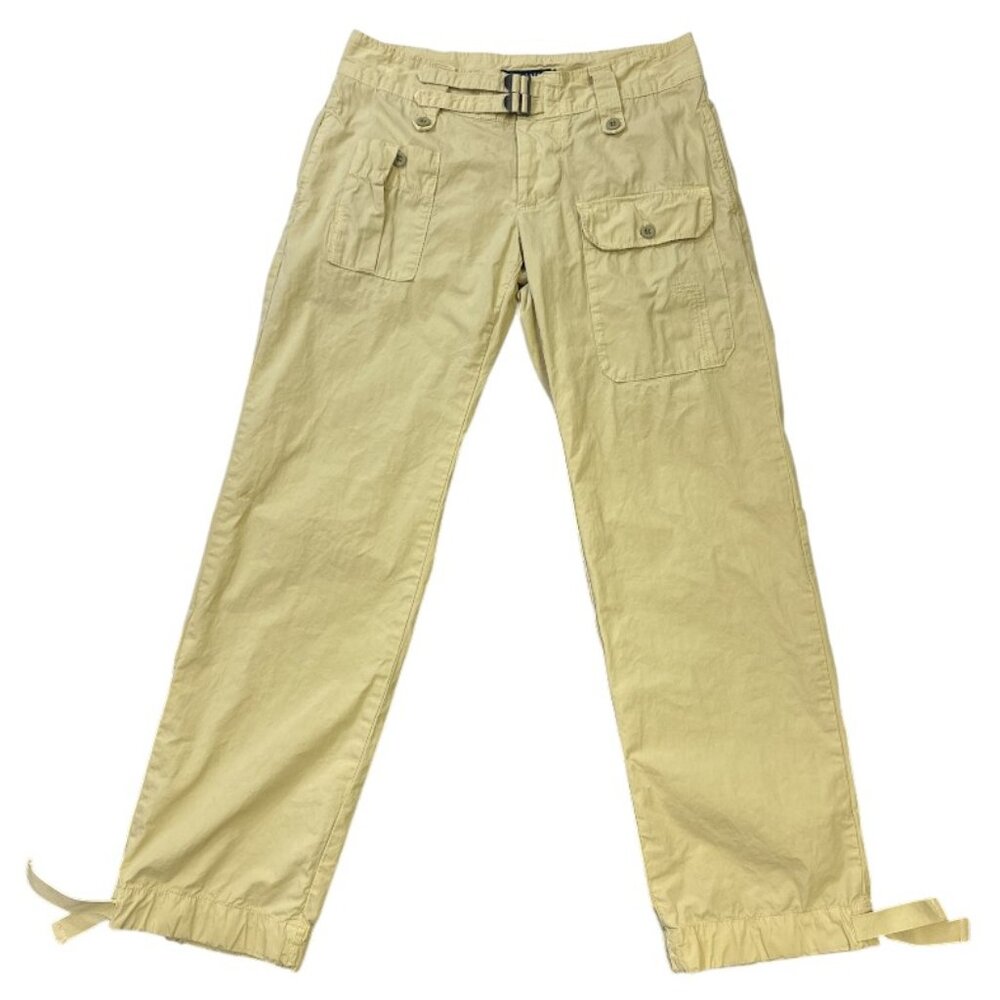 Vtg Ralph Lauren Cargo Pants Womens 8 Distressed Button Fly Double Buckle Y2K